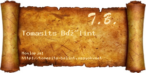 Tomasits Bálint névjegykártya